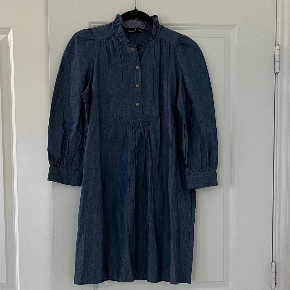 Pomander Place Denim Blue Button-Up Dress